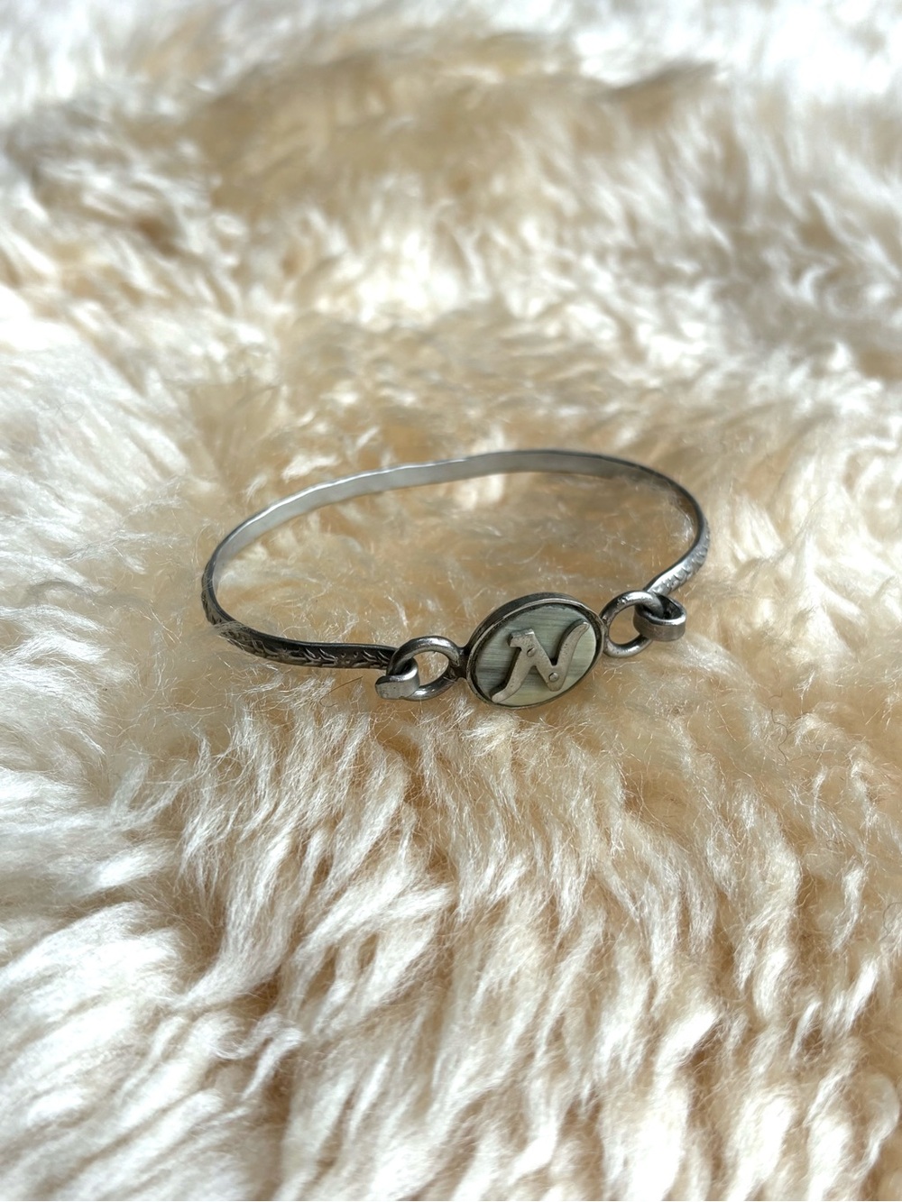 Vintage Silver “N” Monogram Bracelet